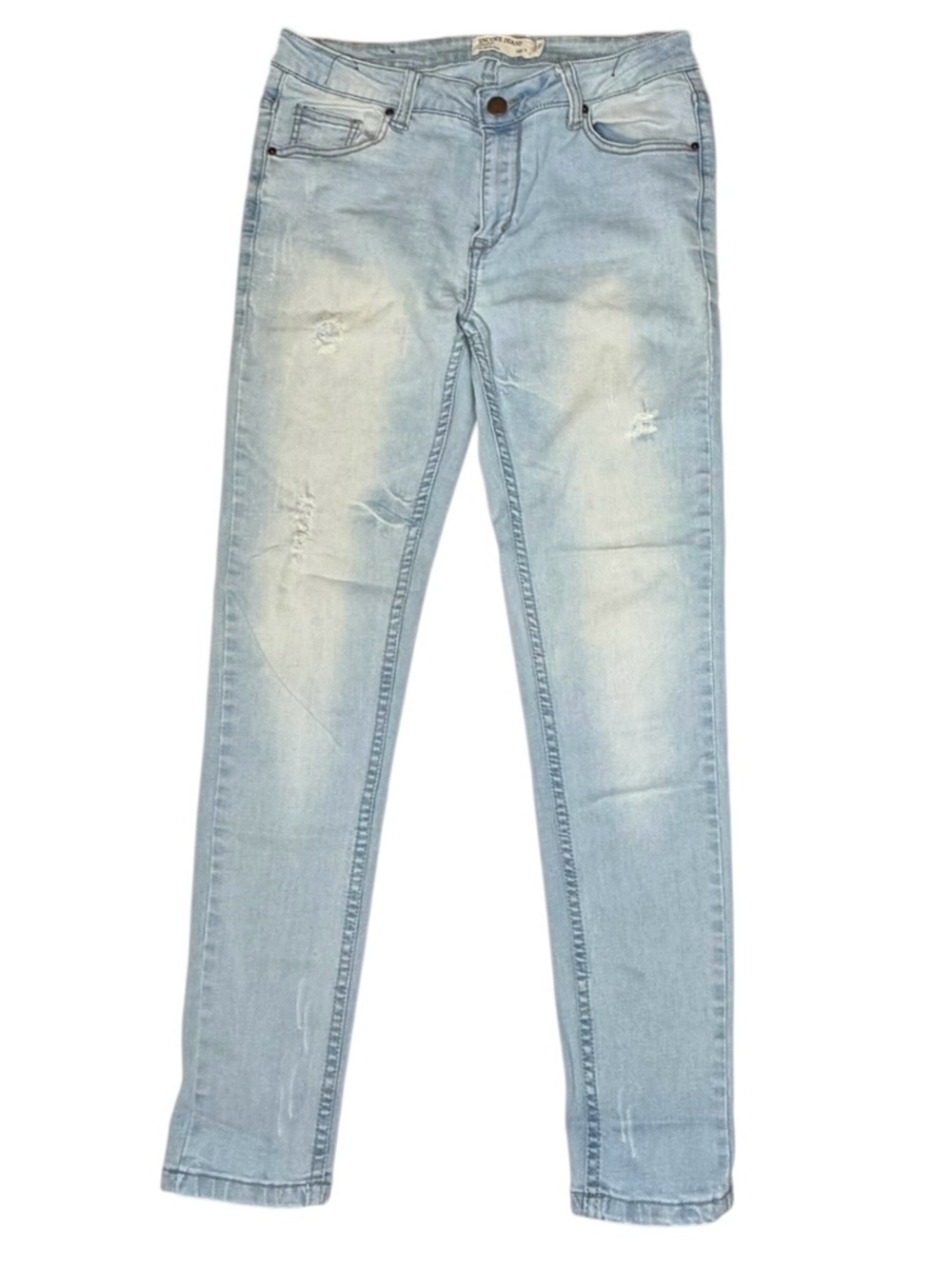 Encore Jeans Women’s Size 9 Light Wash Skinny Jeans Distressed Stretch Denim